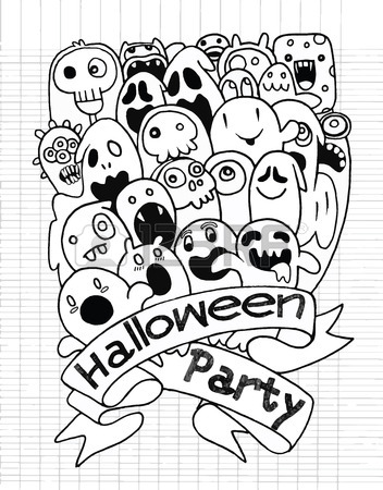 352x450 Hand Drawing Cute Ghost Design, Party Card,suitable For Halloween