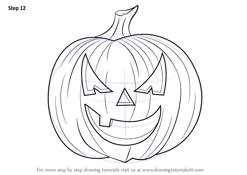 843x597 Learn How To Draw Halloween Pumpkin (Halloween) Step By Step
