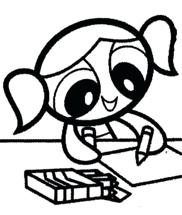 600x711 Powerpuff Girls Coloring Book Bubbles Drawing With Crayons In