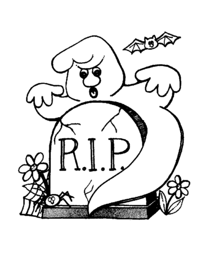 670x820 Graveyard Halloween Ghost Coloring Pages Lineart