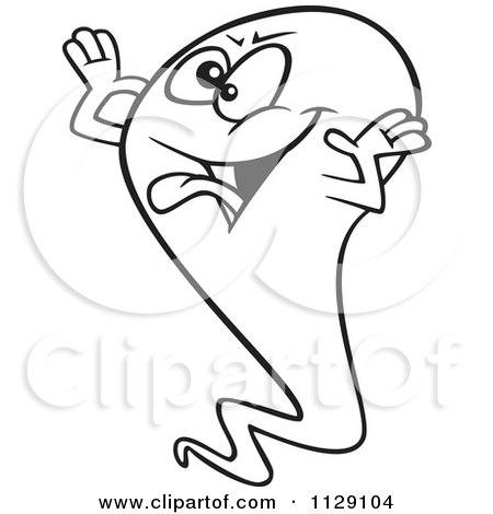 450x470 Cartoon Of A Green Halloween Spook Ghost Making A Face