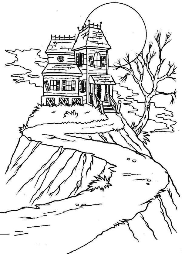 600x836 Free Halloween Coloring Pages Haunted House