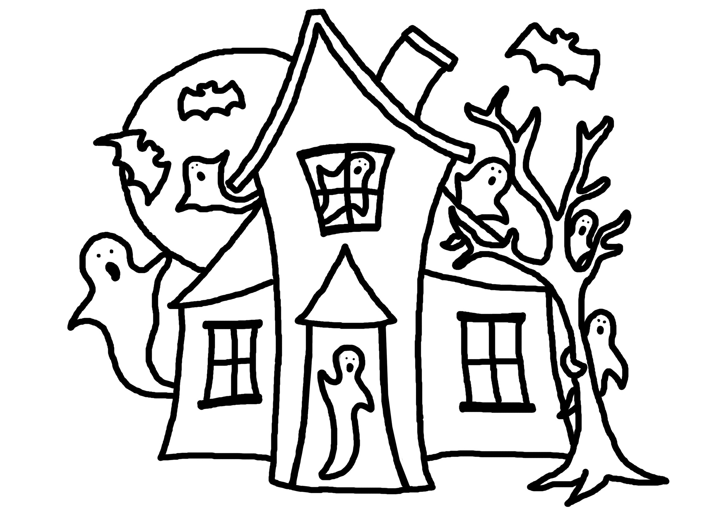 2339x1654 Happy Halloween House Coloring Page For Kids Best Of Haunted House