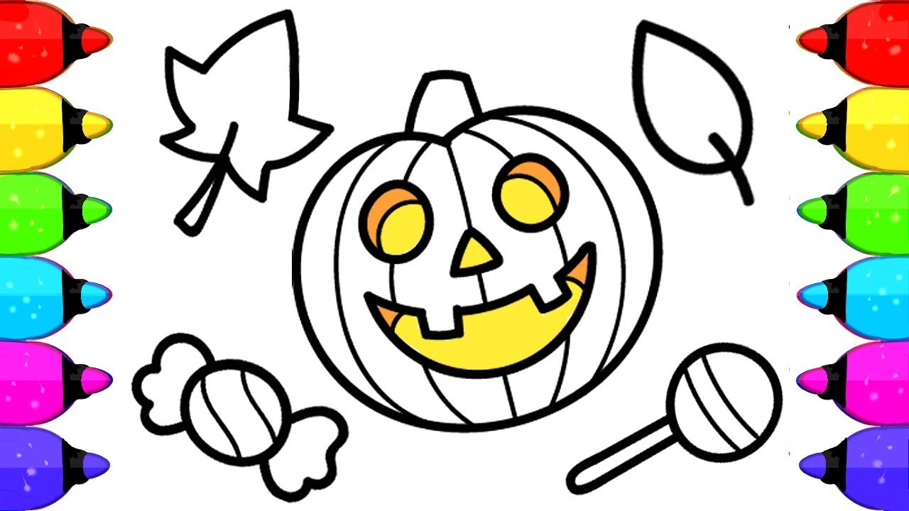 1280x720 Halloween Pumpkin Coloring Book Pages For Kids How To Draw