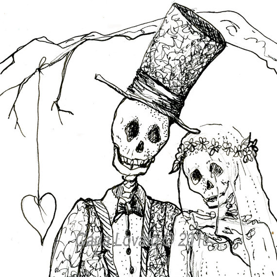 570x570 Day Of The Dead, Skeleton Valentine, Gothic Bride And Groom