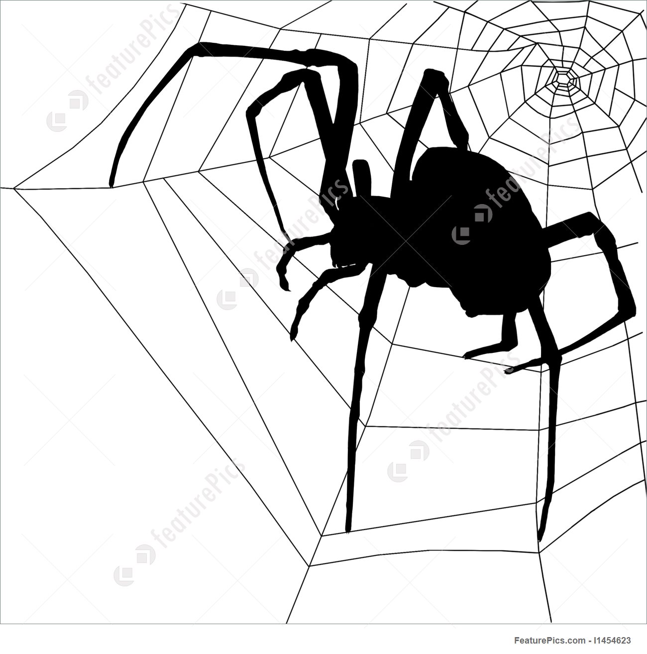 1300x1314 Illustration Of Frightening Halloween Spider And Web Silhouette