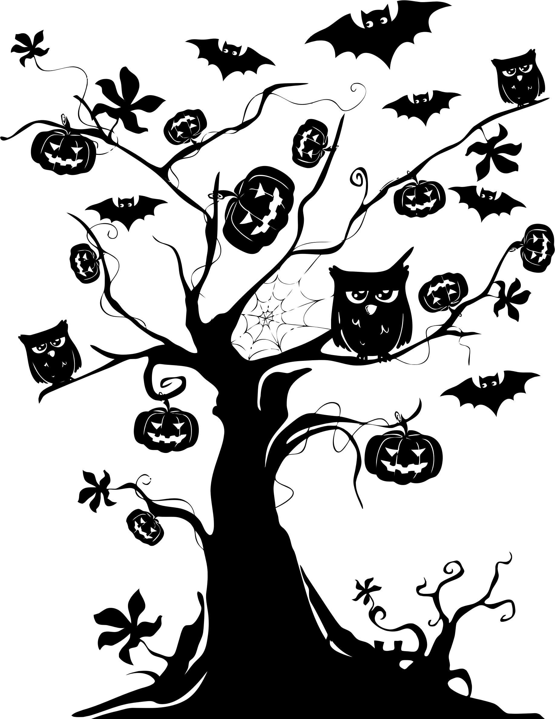 1834x2373 Halloween Tree Silhouette Icons Png