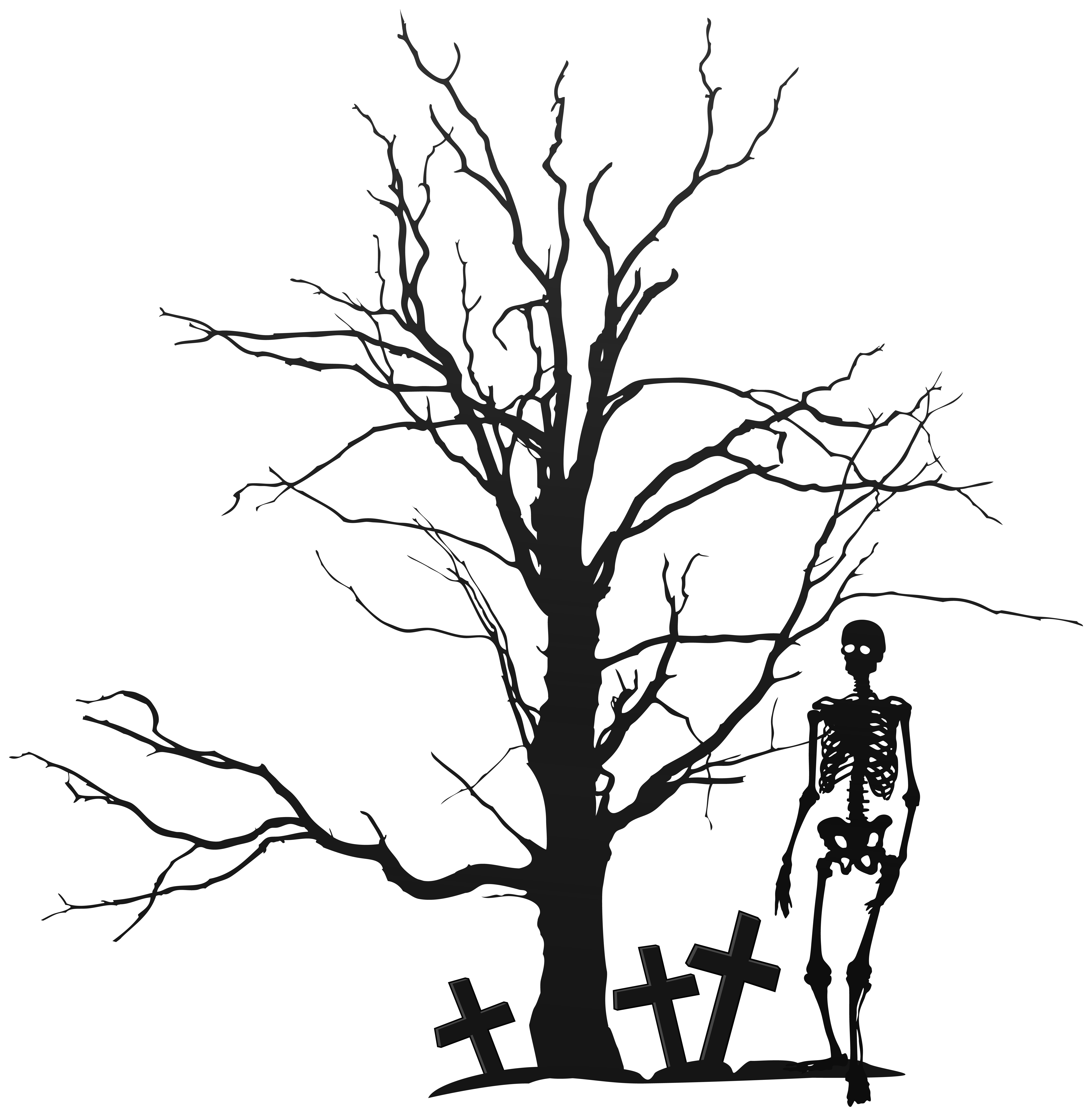 6106x6238 Halloween Tree And Skeleton Png Clipart Imageu200b Gallery