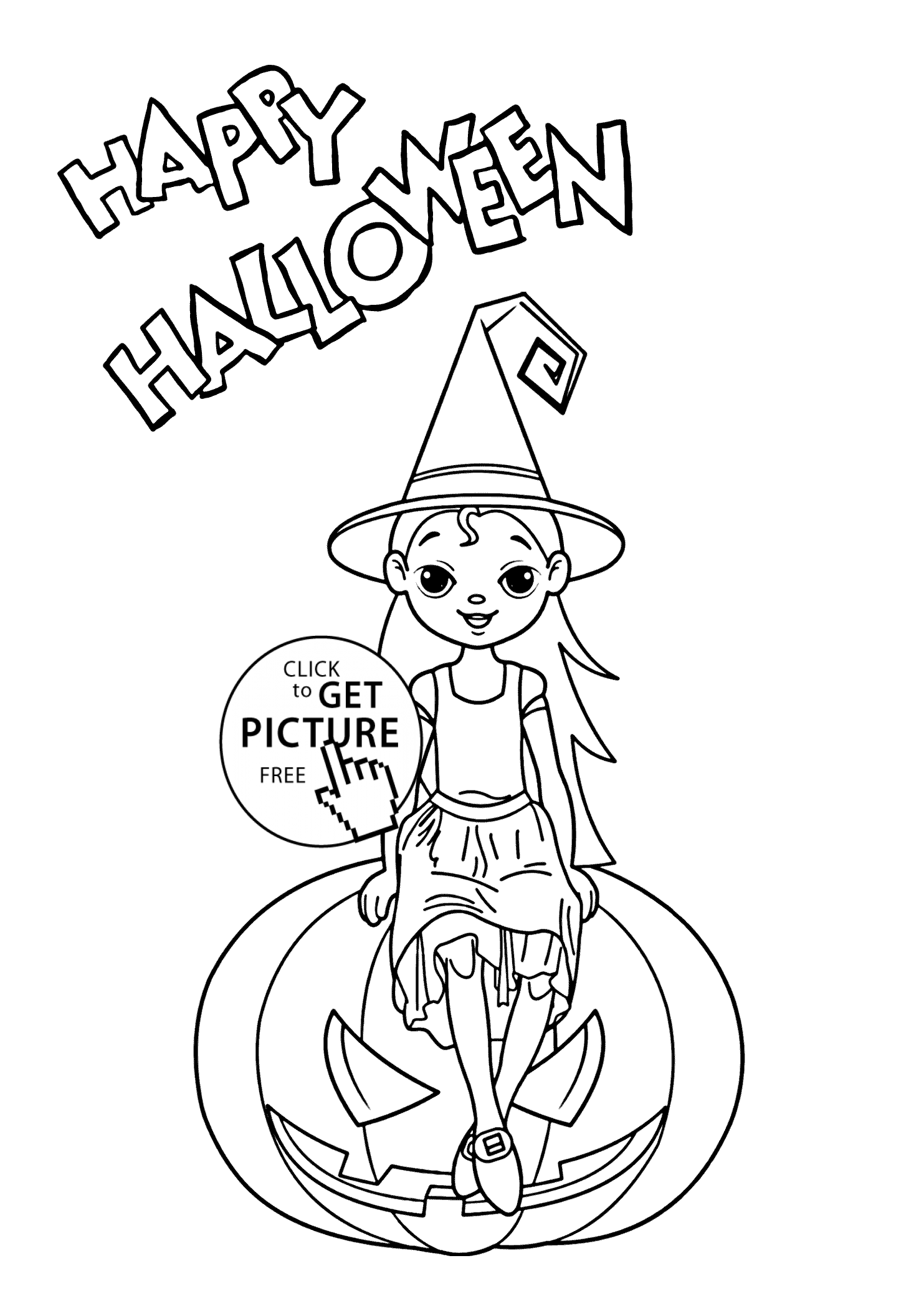 1483x2079 Little Witch Coloring Page For Kids, Printable Free