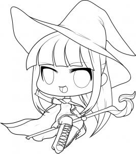 267x302 How To Draw A Halloween Witch, Halloween Witch Step 9 Lineart