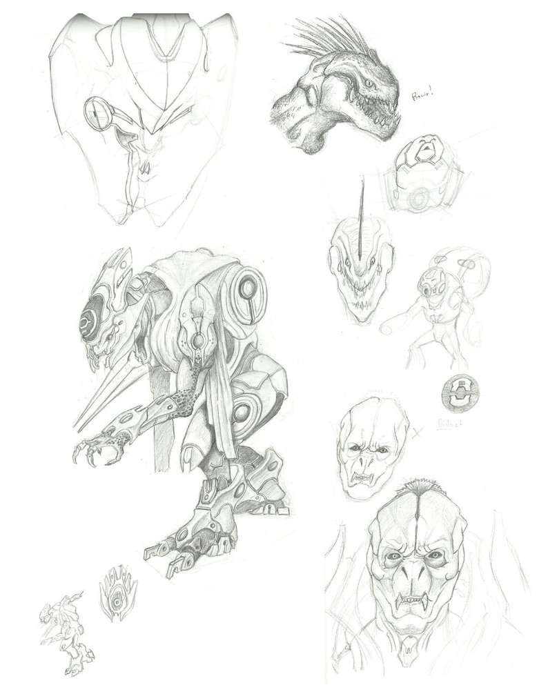 794x1006 Halo 4 Sketch Dump 1 By Ninjaboomer44