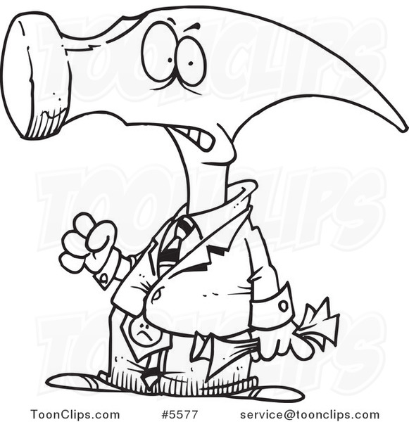 581x600 Cartoon Black And White Line Drawing Of A Hammerhead Business Man