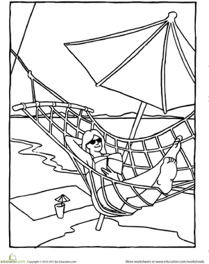 301x380 Color The Hammock On The Beach Worksheet