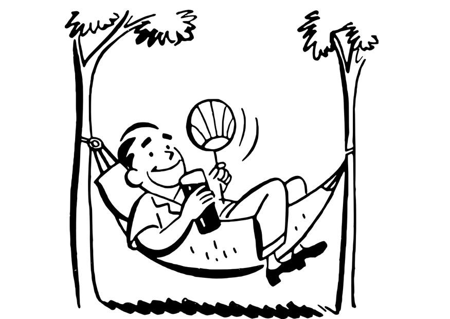 875x620 Coloring Page Man In Hammock