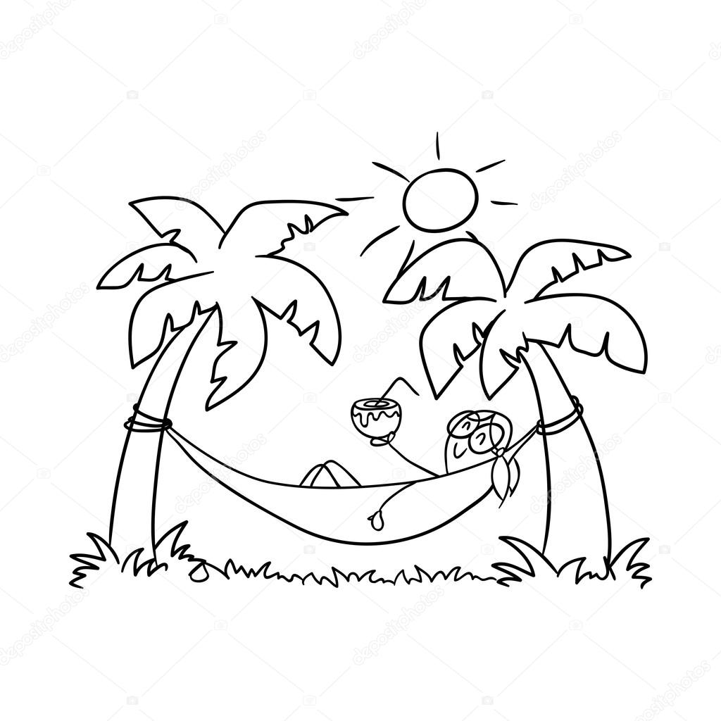1024x1024 Girl In A Hammock, Doodle Stock Vector Balakoboz