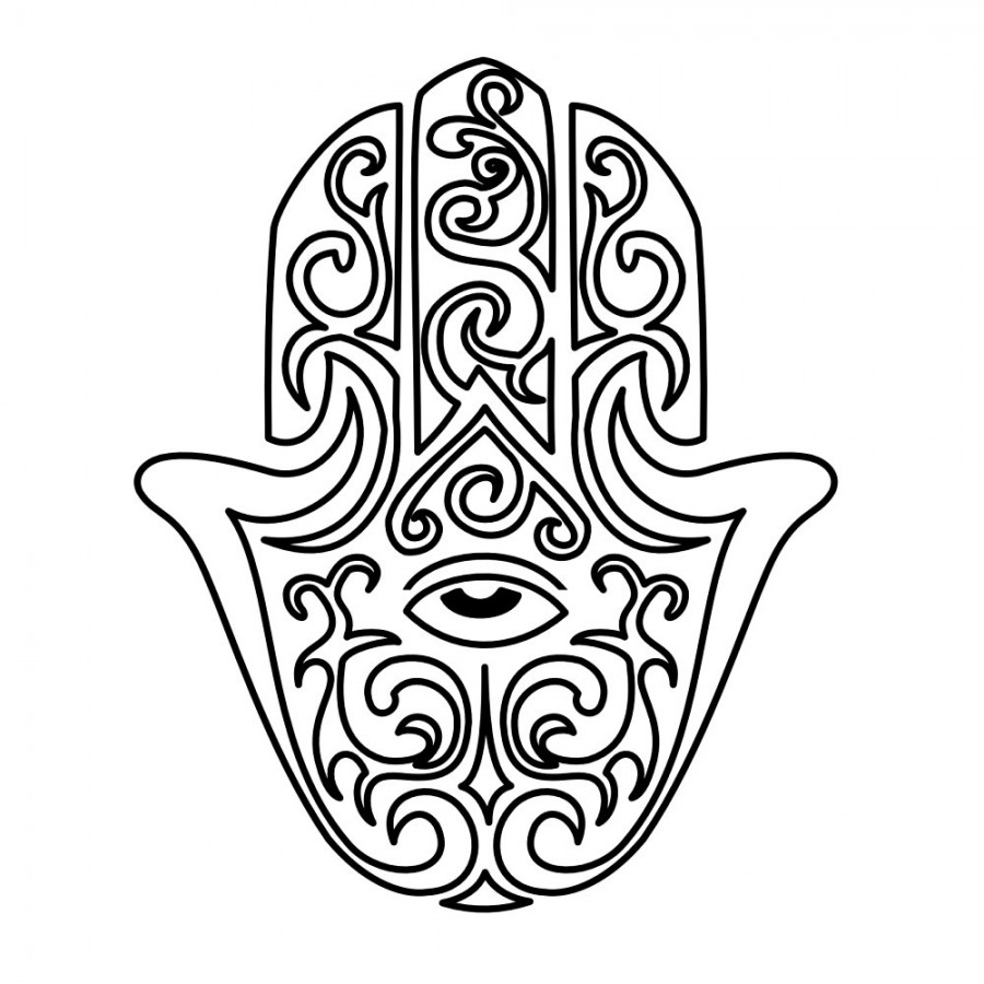 900x900 Hamsa Hand Outline Sketch Design