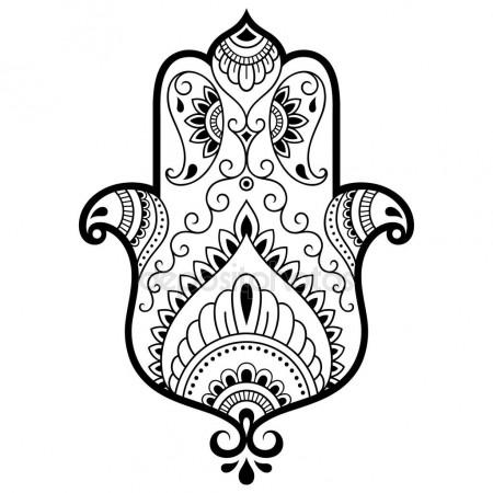 450x450 Vector Hamsa Hand Drawn Symbol. Decorative Pattern In Oriental