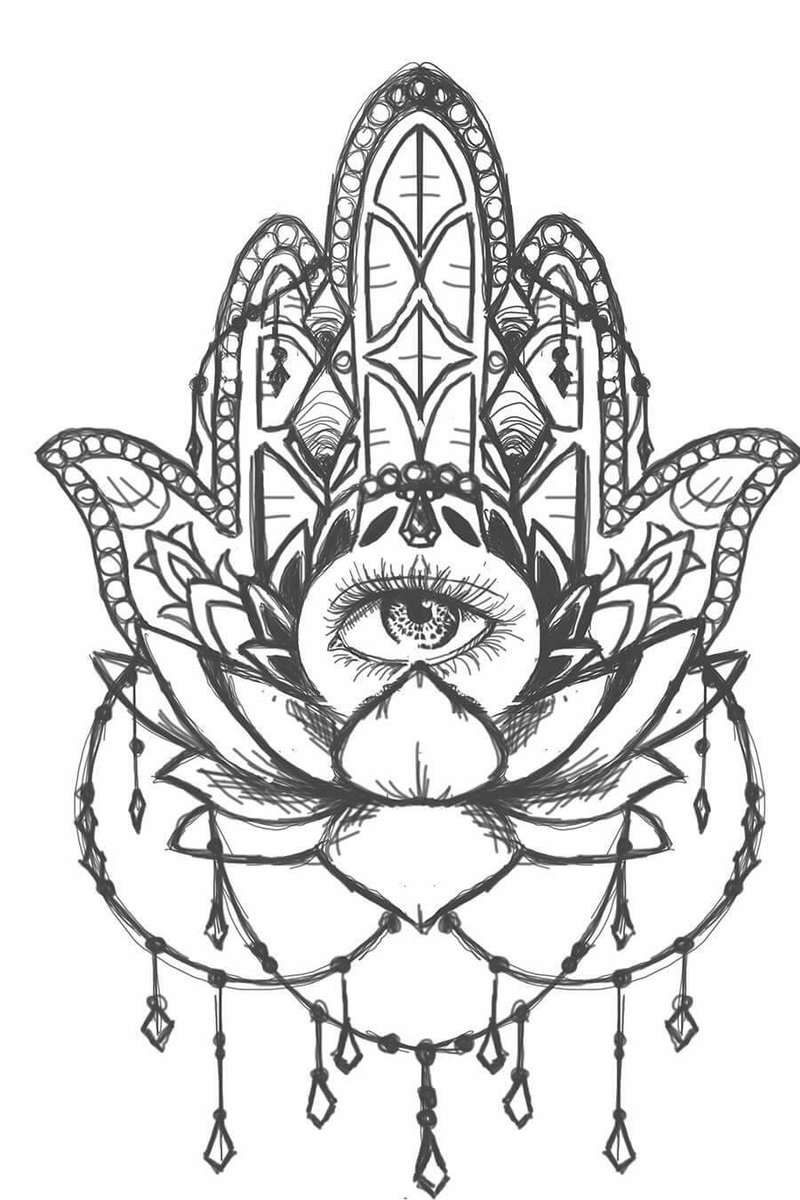 800x1200 Hamsa Lotus Sketch By Sailorinky