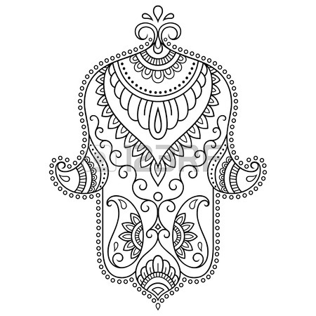 450x450 Vector Hamsa Hand Drawn Symbol. Decorative Pattern In Oriental