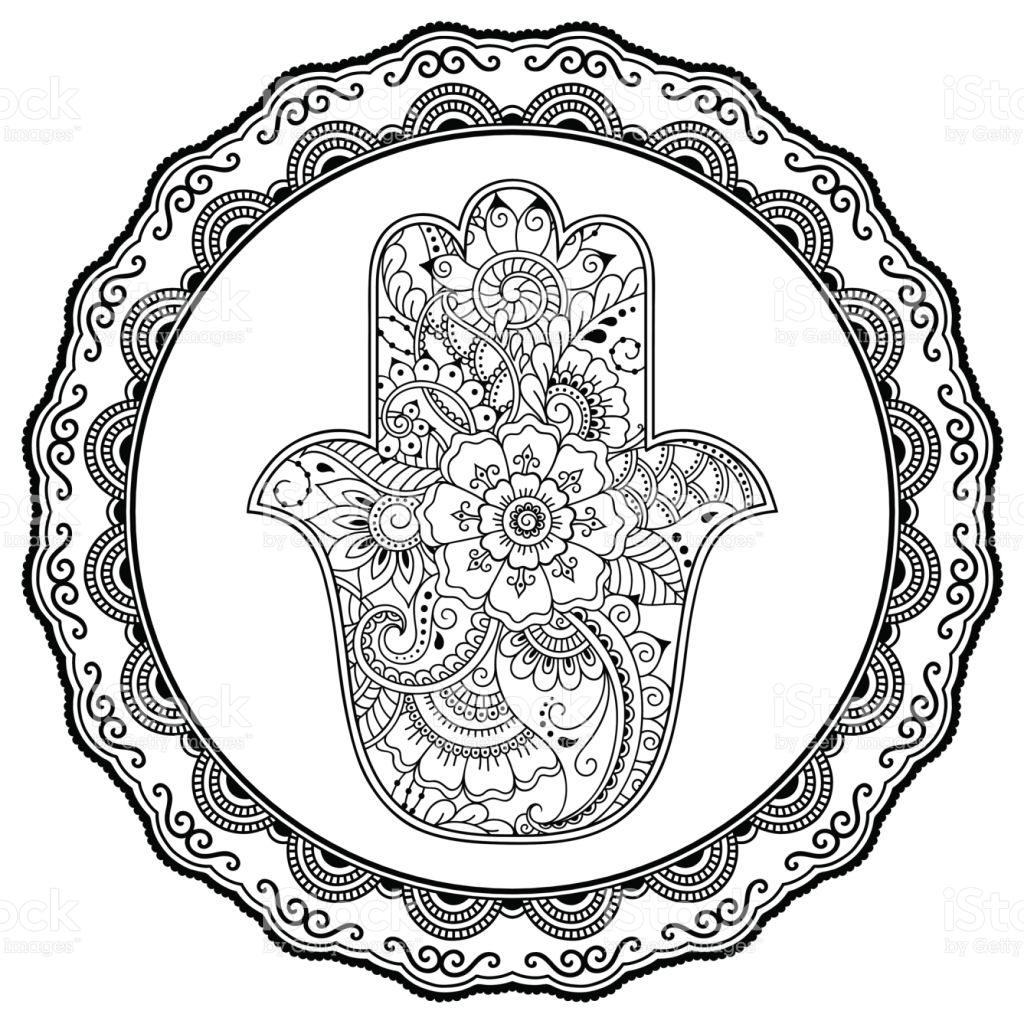 1024x1024 Drawn Mehndi Decoration Hand