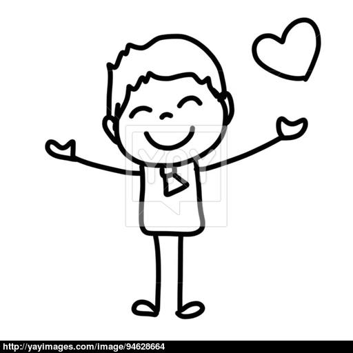 512x512 Hand Drawing Cartoon Happy Man Vector