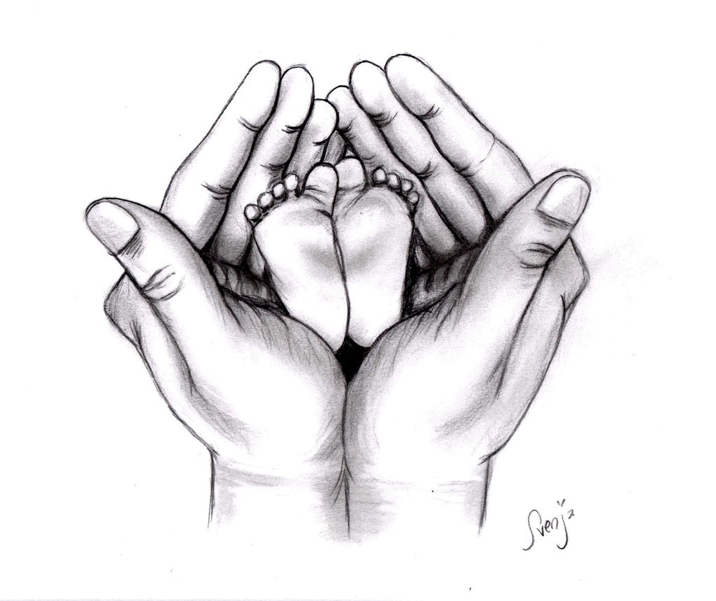 1024x860 Baby Feets In Hand Sketch By Svenja By Lady1985