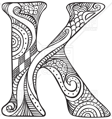 379x400 Hand Drawn Capital Letter K Royalty Free Vector Clip Art Image