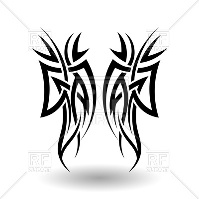400x400 Hand Drawn Tribal Tattoo Wings Royalty Free Vector Clip Art Image
