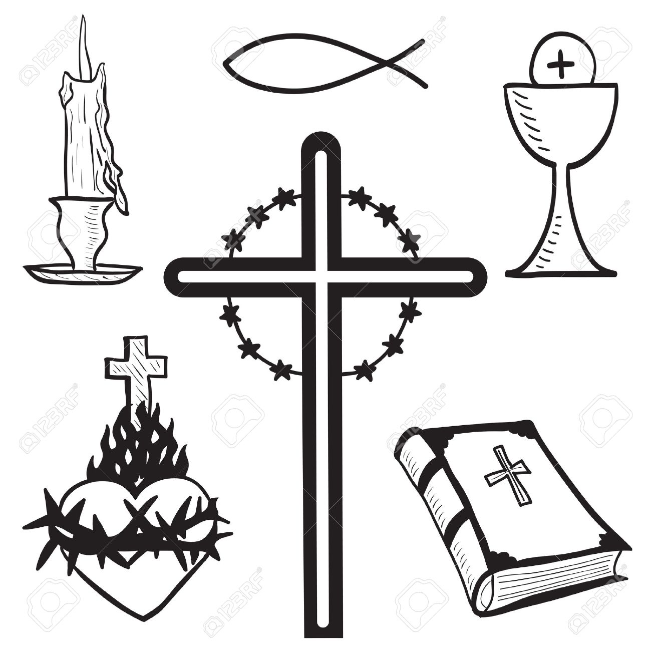 1300x1300 Christian Hand Drawn Symbols Illustration