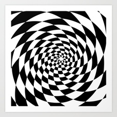 228x228 Optical Illusion Op Art Black And White Retro Style Art Print By