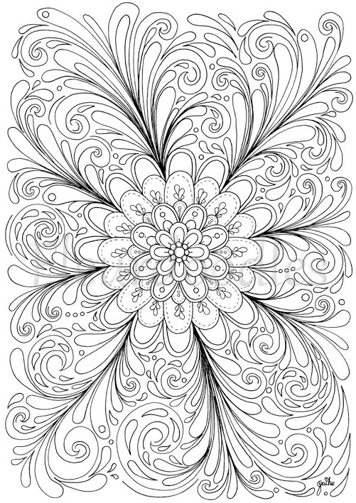 501x709 Coloring Page Mandala Printable Floral Illusion Flower
