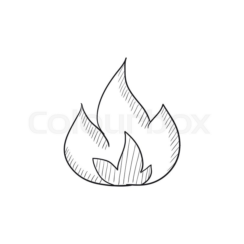 800x800 Fire Vector Sketch Icon Isolated On Background. Hand Drawn Fire