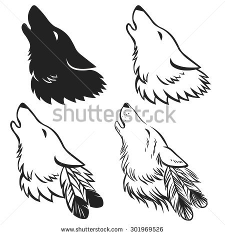450x470 Drawn Howling Wolf Wing
