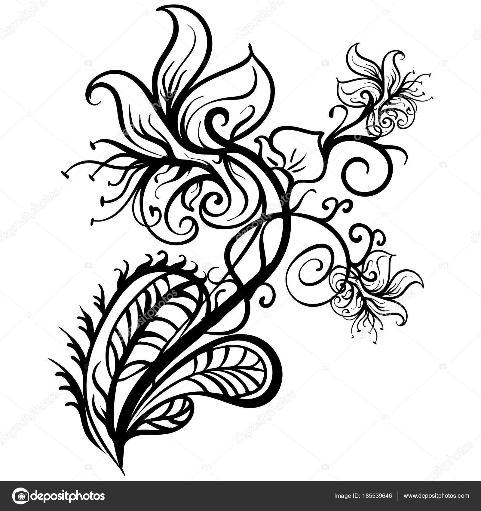 1600x1700 Hand Drawn Flowers Lilies Tattoo Sketch Vector Stock Vector