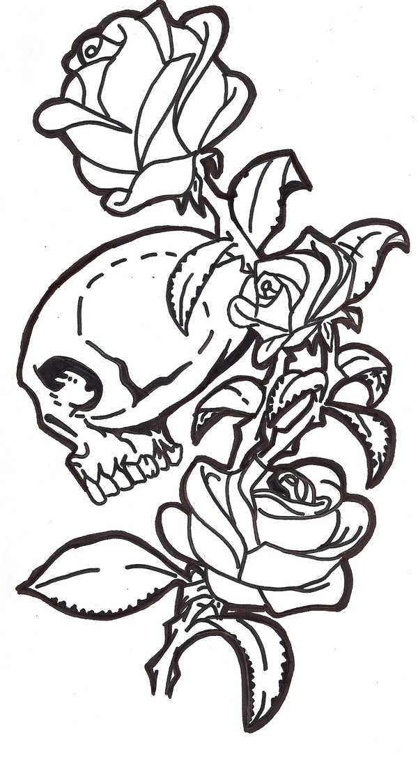 600x1087 Hand Drawn Skull Tattoo By Whokares