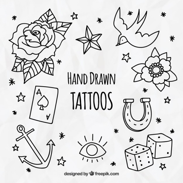 626x626 Pack Of Decorative Hand Drawn Tattoos Vector Free Download