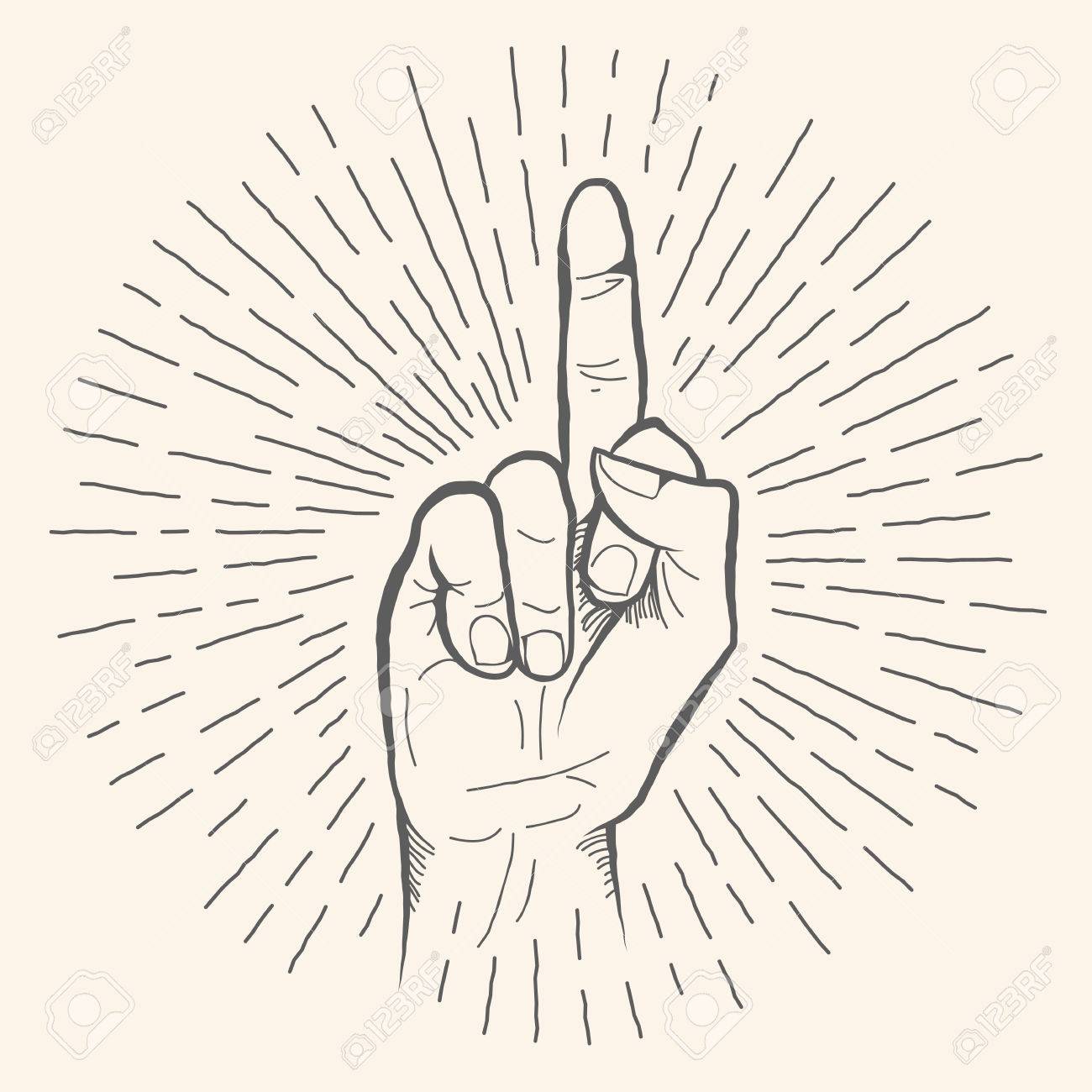 1300x1300 Vector Hand Gesture. Obscene Fuck Off Hand Drawn Sign. Vector