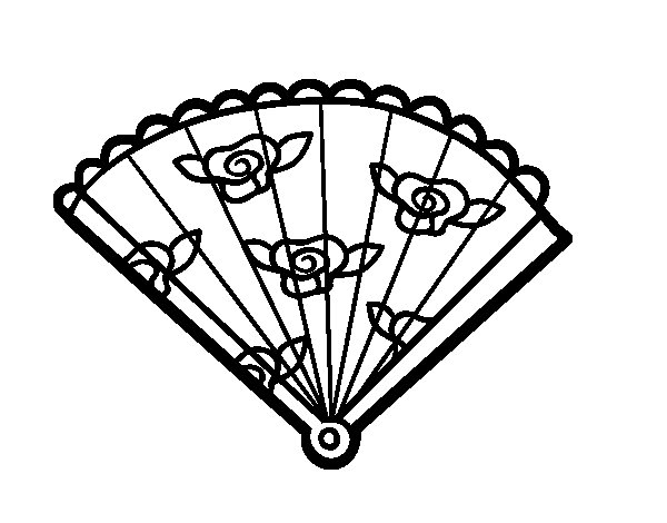 600x470 Floral Hand Fan Coloring Page