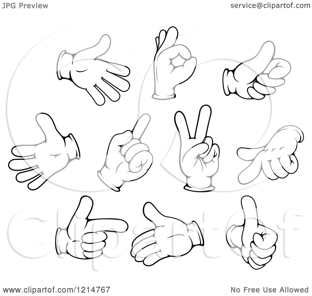 1080x1024 Clipart Of Black And White Gloved Hand Gestures 3