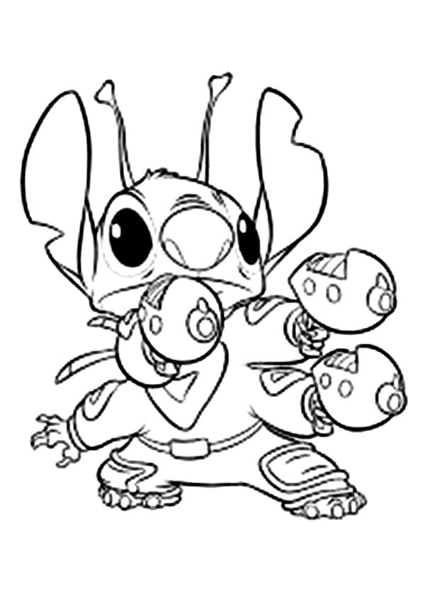 600x837 Stitch With Hand Gun In Lilo Amp Stitch Coloring Page