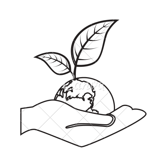 550x550 Hand Holding Earth With Leaves