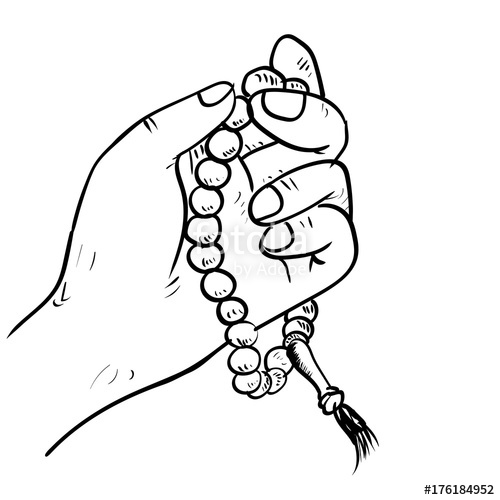 500x500 Hand Drawn Hand Holding Beads Drawing Vector Stock Image