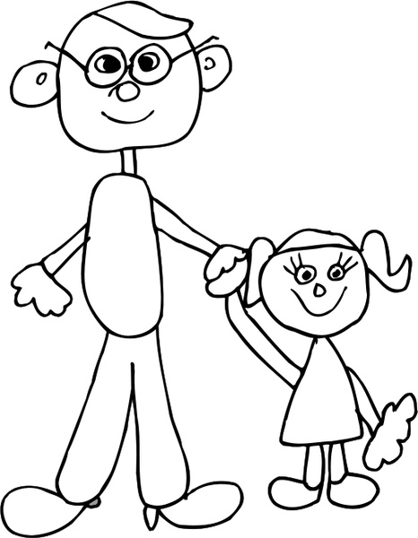 466x600 Dad Holding Daughters Hand Free Vector In Open Office Drawing Svg