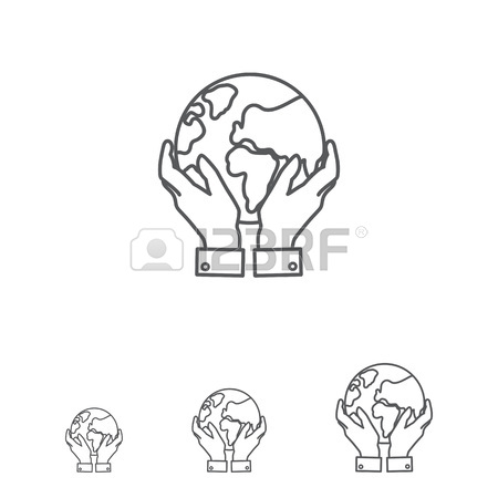 450x450 Icon Of Man Hands Holding Earth Globe Royalty Free Cliparts