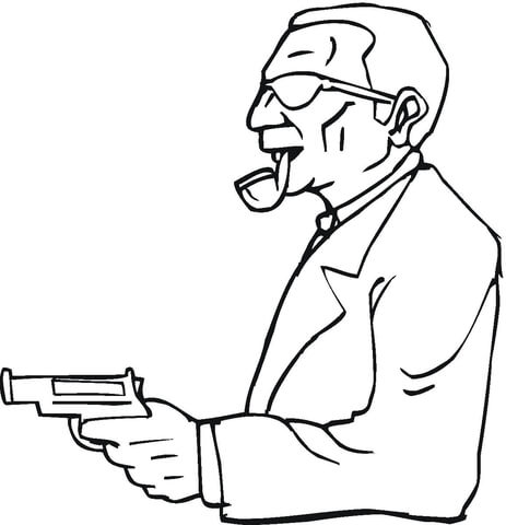 463x480 A Man With A Gun Coloring Page Free Printable Coloring Pages