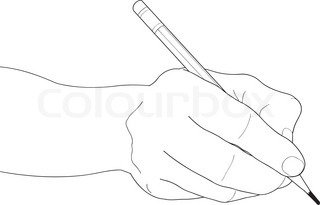 320x205 Hand Drawing Hand Holding Pencil Stock Vector Colourbox