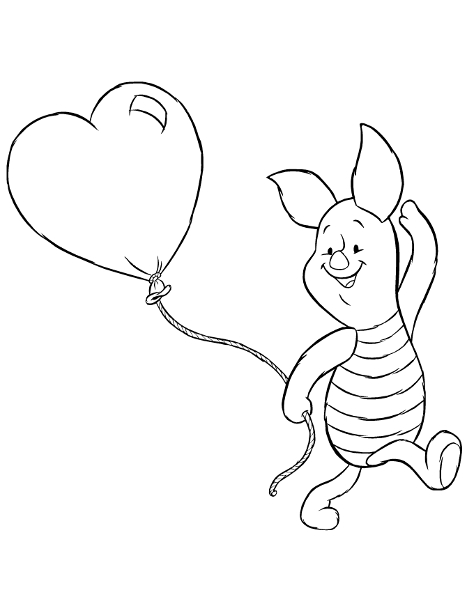 670x867 Piglet Holding Heart Balloon Coloring Page H Amp M Coloring Pages