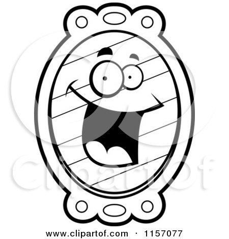 450x470 Cartoon Clipart Of A Black And White Happy Smiling Mirror