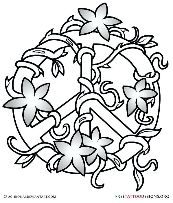598x700 Flash Sign Coloring As Well As Peace Symbol Tattoo Design 831