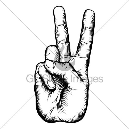 500x500 Hand Peace Sign Drawing Clipart Panda